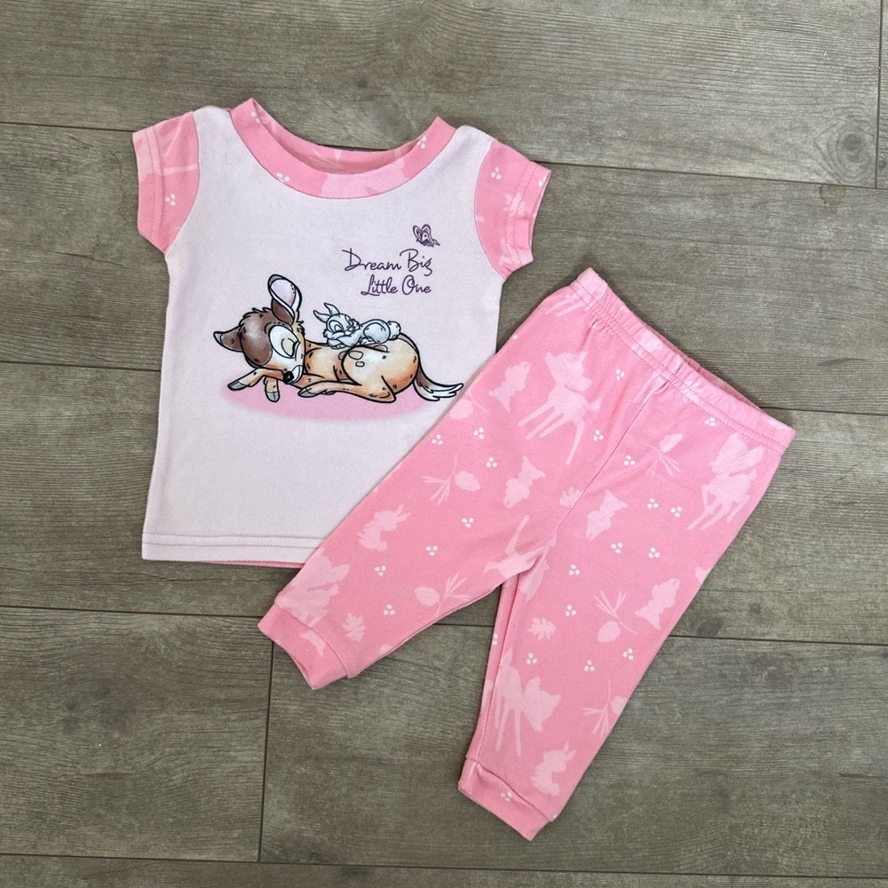 Disney Baby Girl Pajamas Set Bambi 2 Pc 6 Months Ultra Soft EUC Never Worn